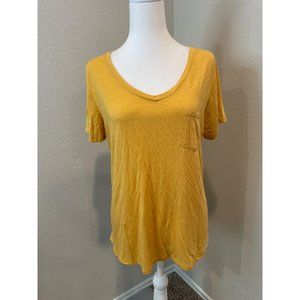 Prana Mustard V Neck Pocket Tee